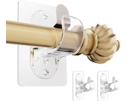 Set van 2 zelfklevende gordijnroedes zonder boren - Verstelbare nagelvrije haken in transparant design