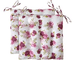 Set van 2 Zitkussens 40x40 cm - Romantisch Rozenmotief voor Binnen en Buiten
