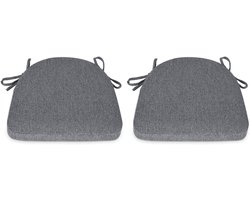 Set van 2 zitkussens, stoel, wasbaar, met band, 43 x 41 cm, antislip, halfrond, geschikt voor tuinstoel, eetkamerstoel of bureaustoel (antraciet)