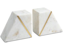 Set van 2 Zware Decoratieve Boekensteunen van Massief Marmer - Antislip voor Boekenkast