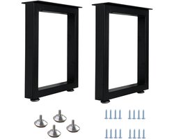 Set van 2 Zware Metalen Tafelpoten - Industriële Vierkante Meubelpoten - Inclusief Verstelbare Voeten