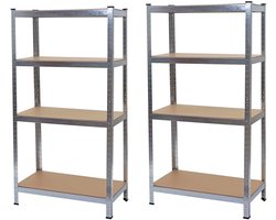 Set van 2 zware rekken MCW-D67, werkplaatsrekken, 160x80x40cm, draagvermogen 320kg per stuk MVG ~ gegalvaniseerd