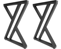 Set van 2 zwarte metalen V-vorm tafelframes voor doe-het-zelf bureaus en eettafels