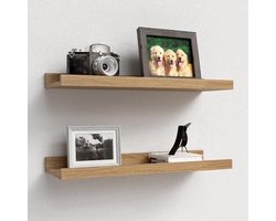 Set van 2 zwevende wandplanken in eiken look - 40 cm breed, ideaal voor decoratie en opbergruimte