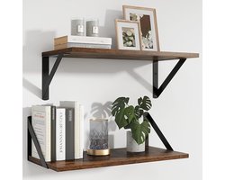 Set van 2 zwevende wandplanken met rustieke uitstraling, 40 cm breed en 20 cm diep, ideaal voor decoratie en opbergruimte