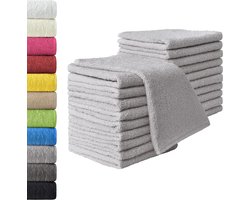 Set van 20 badstof gastendoekjes, 30 x 50 cm, 100% katoen, zilvergrijs