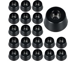 Set van 20 Geluidsabsorberende Rubber Voetjes, Antislip Rubber Beschermers met Metaal voor Deuren, Snijplanken en Stoelpootjes (15x12x8mm, Zwart)