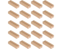 Set van 20 Houten Kaarthouders voor Menu, Tafel- en Foto's - Perfect voor Bruiloften, Feesten en Verjaardagen (10 x 3 x 2 cm)