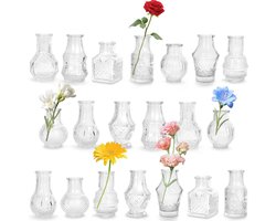 Set van 20 kleine vazen - Mini vazen voor tafelversiering, vintage stijl voor bruiloften, verjaardagen en feestdagen