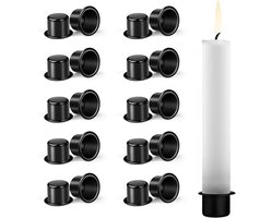 Set van 20 metalen kaarshouders voor staafkaarsen in zwart - geschikt voor boomkaarsen, tafelkaarsen en theelichtjes