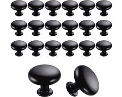 Set van 20 Meubelknoppen voor Kasten en Laden - Ronde Knoppen van 30 mm in Zwart
