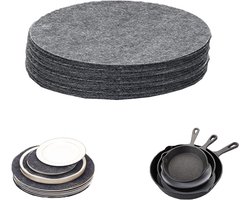 Set van 20 pannenbeschermers van vilt (rond Ø 19 cm), antislip onderzetters voor Tefal/WMF/Elo pannen, keukengerei ter bescherming van meubels en verlenging van de levensduur van de pannen, grijs