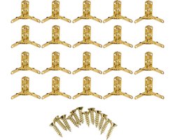 Set van 20 Retro Messing Scharnieren voor 90° Hoekondersteuning - Kleine Vintage Scharnieren voor Juwelen, Wijnkasten en Houten Dekseldozen