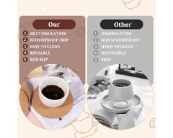 Set van 20 ronde kurken onderzetters - Absorberend en herbruikbaar - Hittebestendig voor salontafel en kantoor - Thuisaccessoires - 9,9 cm