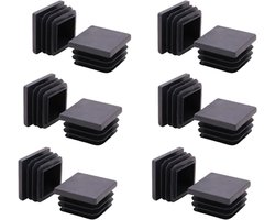Set van 20 vierkante slat stoppers, 30 x 30 mm, zwarte kunststof einddoppen, antislip doppen voor meubels, stoelen, tafels en banken