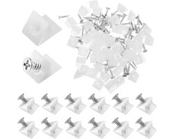 Set van 200 Achterwandverbindingen, Plastic Wedges voor Ladeversterking en Kastpanelen, Inclusief Schroeven, Wit