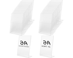 Set van 24 A6 Plastic Tafelkastjes, 150 x 100 mm, Transparante Acryl Posterstandaards voor Restaurants, Menu's en Cafés