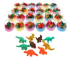 Set van 24 Dinosaurus Eieren - Mini Dier Rubber Potlood Gum Set voor Kinderen - Feestartikelen Verjaardagsfeest Zakvullers - Verjaardagscadeau Kerstcadeau met Weinig Rubber Dinosaurus Speelgoed