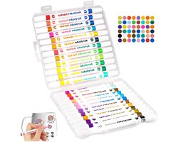 Set van 24 Dubbelzijdige Porseleinen Stiften in 48 Kleuren, Watervaste Acrylmarkers voor Steen, Keramiek en Borden, Vaatwasserbestendig en Ideaal voor Creatieve Projecten