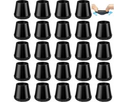 Set van 24 ronde rubberen stoelpootdoppen met viltkussens, extra klein voor tafels en stoelen, beschermcaps tegen krassen en geluiddemping (rechthoekig: 11-15 mm, rond)