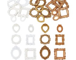Set van 24 stuks Vintage Ondoorzichtige Hars Mini Fotolijsten voor DIY Ambachten en Thuisdecoratie