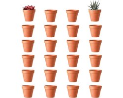 Set van 24 Terracotta Potten 3 x 35 cm - Ronde Vetplantenpotten en Kweekpotten met Afvoergat voor Knutselen - Bloempot Mini-Kleipotten met Extra Zaden