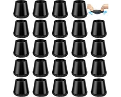 Set van 24 zwarte stoelpoten beschermers, ronde rubberen doppen met vilt, extra klein voor tafel- en stoelpoten, voorkomt krassen en vermindert geluid (rechthoekig: 11-15 mm, rond)
