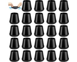 Set van 24 zwarte stoelpoten caps, ronde rubberen beschermers met viltkussens, voor extra kleine tafel- en stoelpoten, voorkomt krassen en vermindert geluid