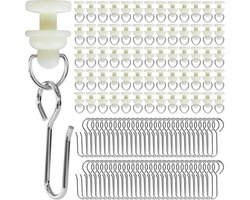 Set van 240 gordijnrailhaken, set van 120 gordijnrailglijders met 120 metalen haken, rolgeleiders voor gordijnroedes, voor deuren en ramen, douchegordijnen