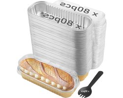 Set van 240 Mini Aluminiumfolie Brood Pannen met Deksel - 6oz 200ml - Rechthoekig - Bakken Brownie Cake Brood - Goud