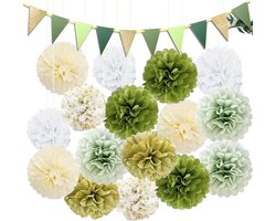 Set van 26 Saliegroene Papieren Decoraties voor Feestdagen en Bruiloften