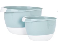 Set van 2x mengkommen/roerkommen kunststof mint groen 2L en 3,5L - Beslagkommen - Saladekommen