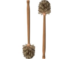 Set van 2x stuks 5five toiletborstel - hout - beige - 36,5 cm - badkamer/wc accessoires - fsc-gecertificeerd