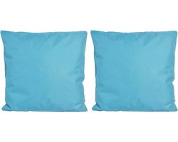 Set van 2x stuks bank/Sier kussens voor binnen en buiten in de kleur lichtblauw 45 x 45 cm - Tuin/huis kussens