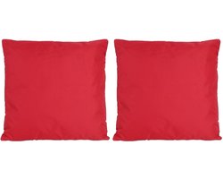 Set van 2x stuks bank/Sier kussens voor binnen en buiten in de kleur rood 45 x 45 cm - Tuin/huis kussens