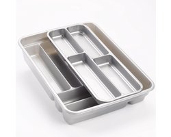 Set van 2x stuks bestekbakken/bestekhouders zilver - 2 lagen - 40 x 30 x 7 cm - Keuken opberg accessoires