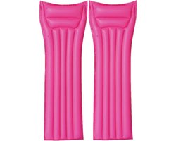 Set van 2x stuks bestway basic opblaasbaar luchtbed roze 183 cm volwassenen - Camping/Strand