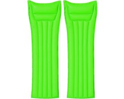 Set van 2x stuks bestway basic opblaasbaar luchtbedden groen 183 x 69 cm - Strand/Camping