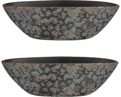 Set van 2x stuks bloempot boot schaal keramiek voor kamerplanten koper 19 x 48 x 15 cm - Mica Decorations plantenpotten