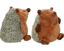 Set van 2x stuks deurstoppers bruin/grijze egel van pluce 20 cm - Deurstopper/deurwiggen