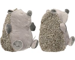 Set van 2x stuks deurstoppers grijze egel van pluche 20 cm - Deurstopper/deurwig