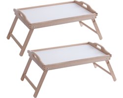 Set van 2x stuks dienbladen/serveerbladen op poten beuken hout 50 x 30 cm - Ontbijt op bed