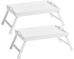 Set van 2x stuks dienbladen/serveerbladen wit op poten mdf hout 56 x 35 cm - Ontbijt op bed