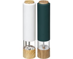 Set van 2x stuks elektrische zout- en pepermolens kunststof zwart/wit 22 cm incl. batterijen - Pepermaler - Kruiden en specerije
