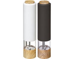 Set van 2x stuks elektrische zout- en pepermolens kunststof zwart/wit 22 cm - Pepermaler - Kruiden en specerije