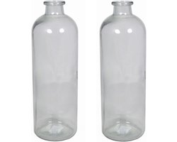 Set van 2x stuks glazen vaas/vazen 3,5 liter met smalle hals 11 x 33 cm - 3500 ml - Bloemenvazen van glas