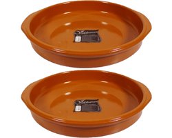 Set van 2x stuks grote tapas ovenschalen/serveerschalen Alicante met handvatten 34 cm - Tapas serveerschalen/borden/ovenschalen