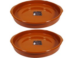 Set van 2x stuks grote tapas ovenschalen/serveerschalen Alicante met handvatten 42 cm - Tapas serveerschalen/borden/ovenschalen