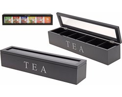 Set van 2x stuks grote zwarte 6-vaks theedoos 43 cm