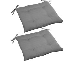 Set van 2x stuks hesperide stoelkussens - binnen/ buiten stoelen - grijs - 40x4 cm - water en uv-bestendig